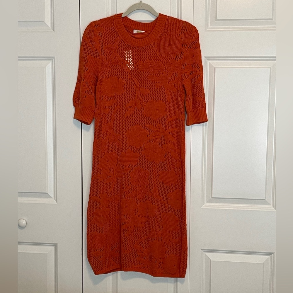 Anthropologie Maeve Orange Knit Sweater Dress.